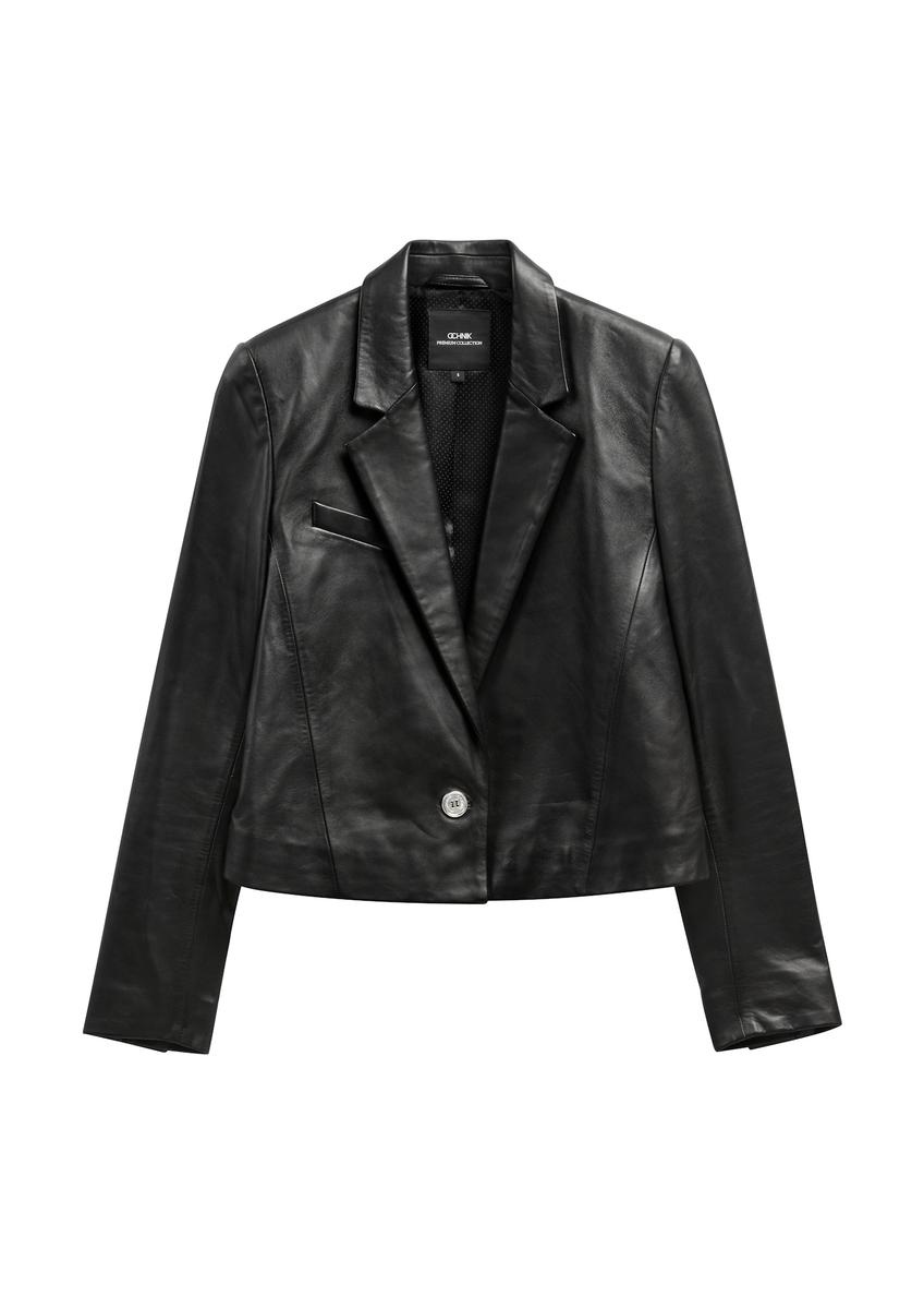 Women's short leather jacket KURDS-0522-99(W26)