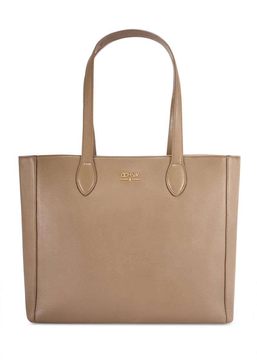 Dark brown leather women's shopper bag TORES-0971 F-1K(W26) - front product view, on white background.