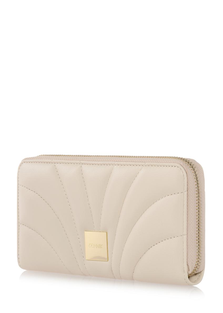 Large cream women's wallet with stitching PORES-0800B-12(W23)