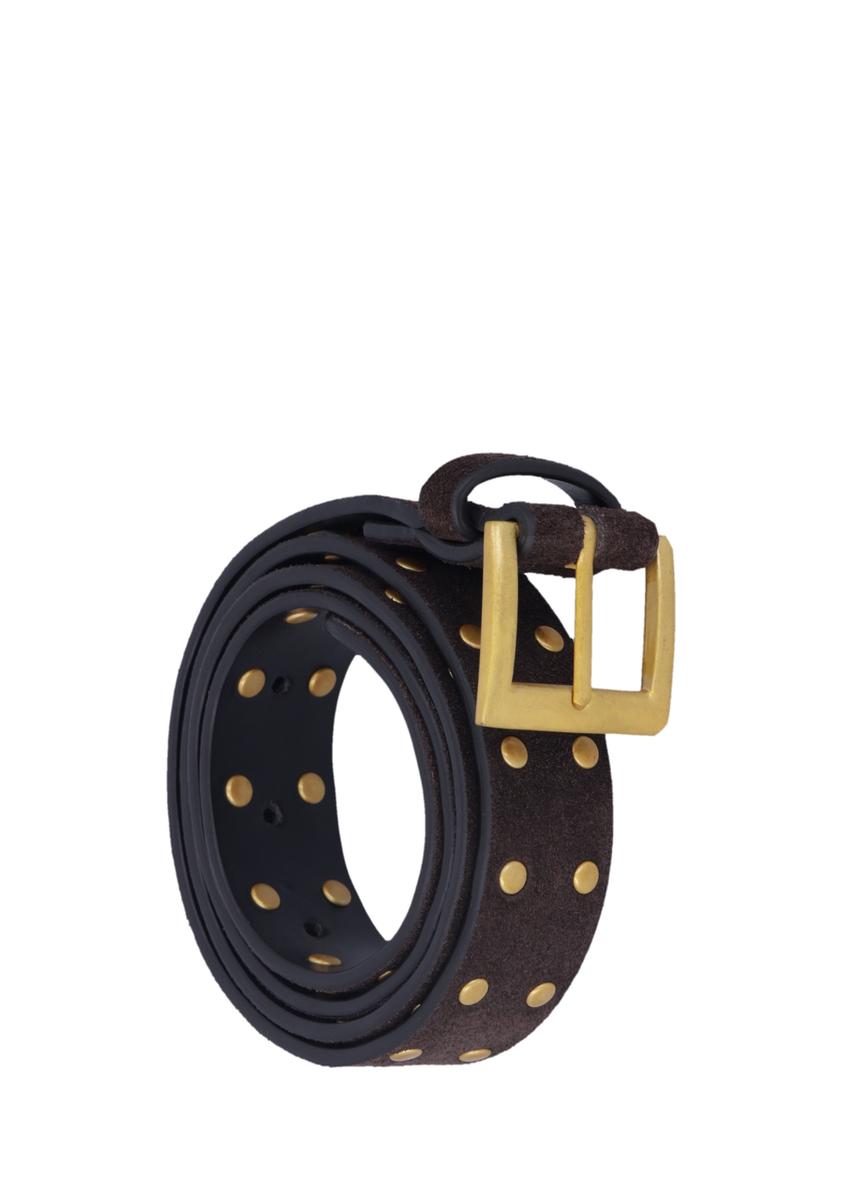 Brown women's belt with studs PASDS-0352-1I(Z26)
