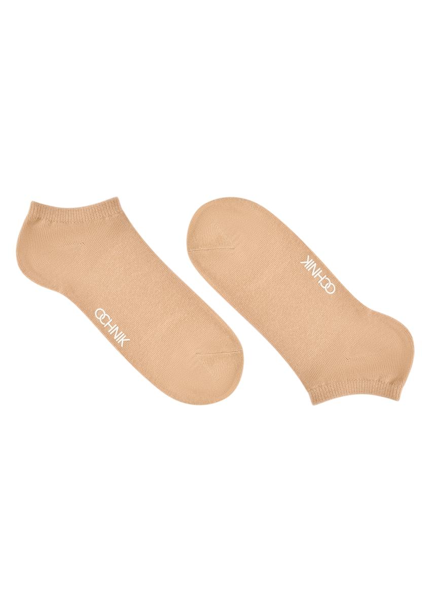 Women's short beige socks SKADT-0053B-1B(W26), side view of the product on a white background.