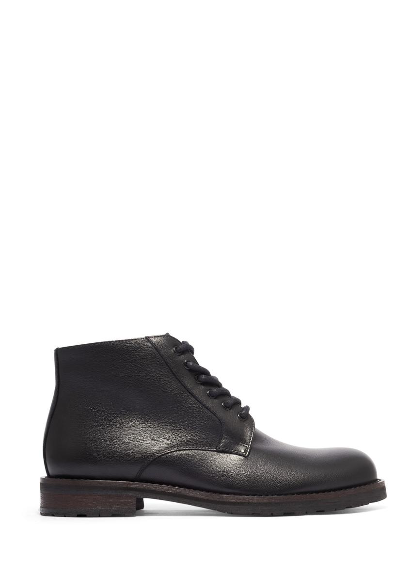 Men's black leather ankle boots BUTYM-0554-99(Z26), side view of the product on a white background.