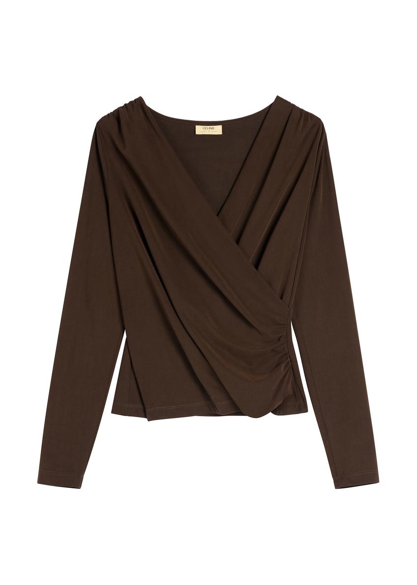 Dark brown women's blouse BLUDT-0203-1I(W26)