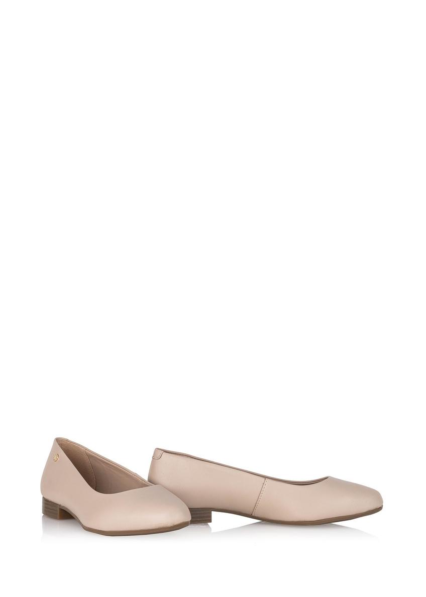 Beige leather women's ballerinas BUTYD-1049A-81(Z24)