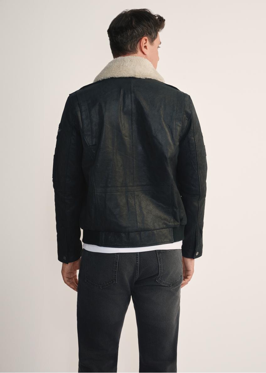 Men's black leather pilot jacket KURMS-0214A-5365(Z25)