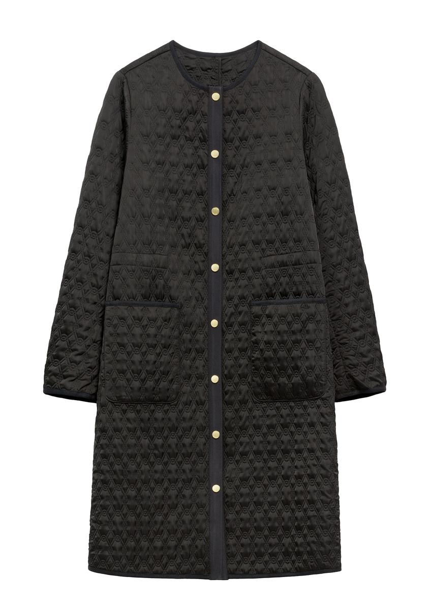 Black long quilted women's jacket KURDT-0631-99(W26)