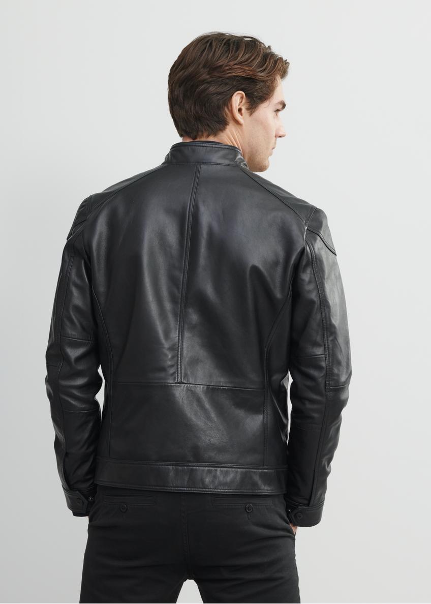 Men's leather jacket with stand-up collar KURMS-0301-1283(W23)