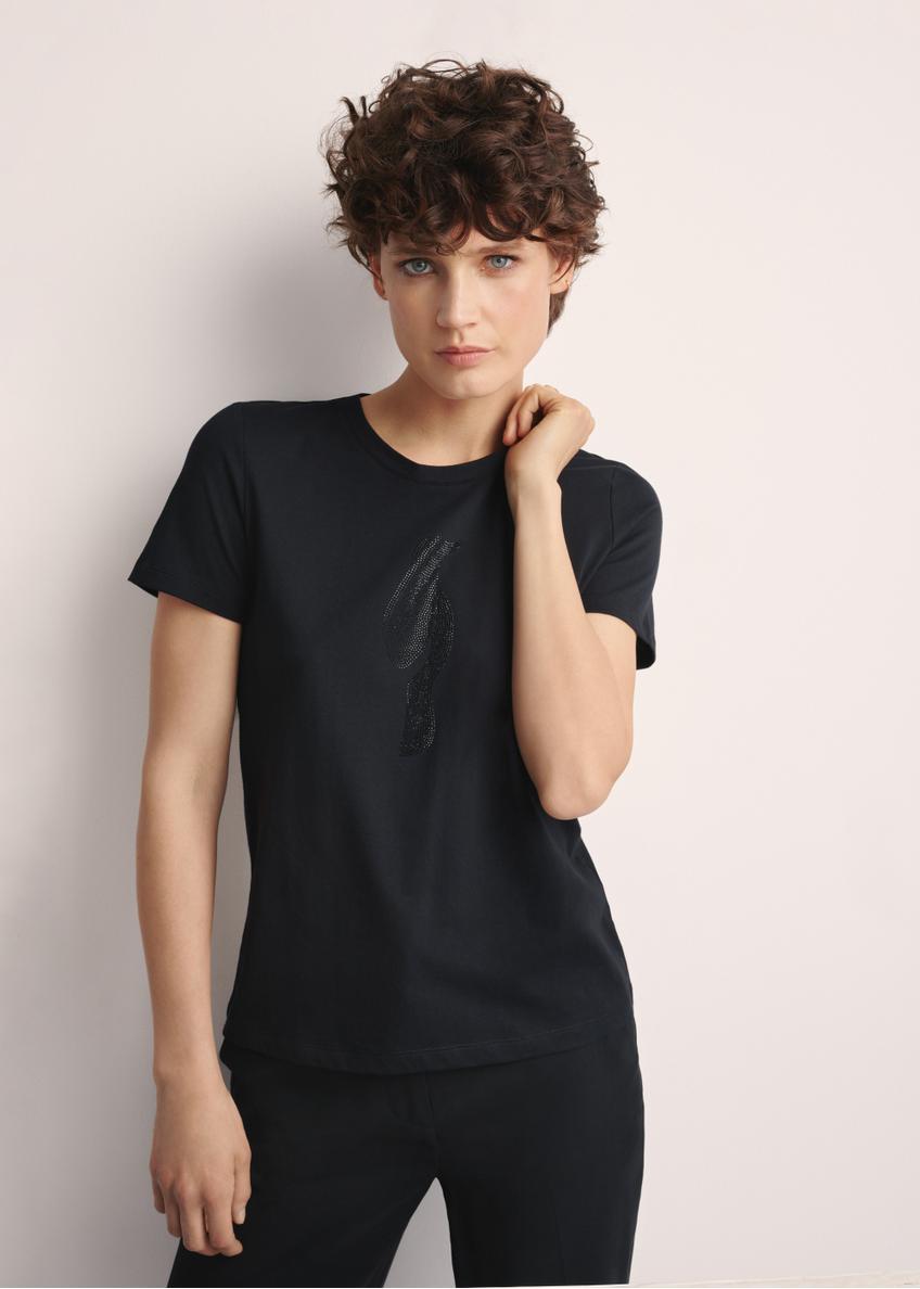 Black women's T-shirt with logo TSHDT-0148-99(Z25)