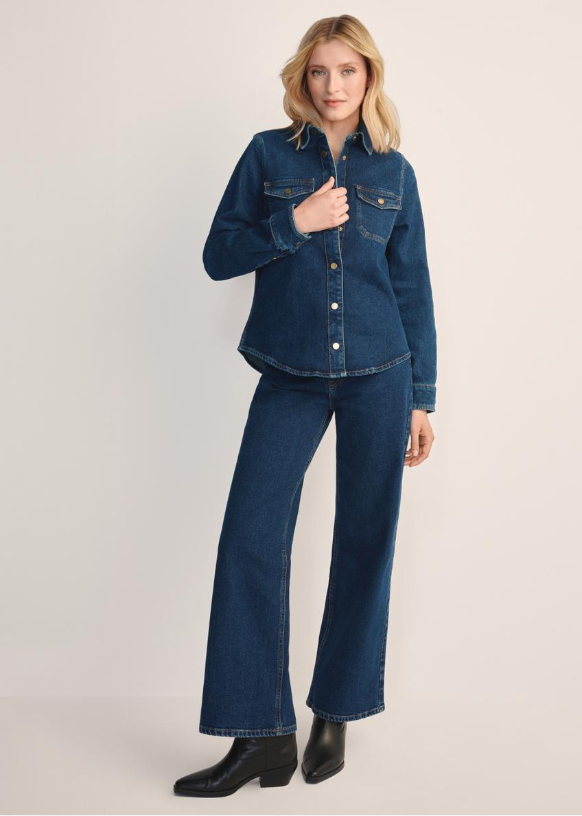 Navy blue women's denim pants JEADT-0013-7E(Z26)