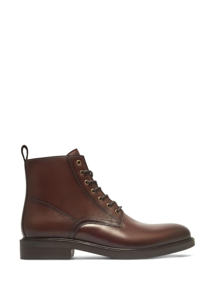 Dark brown men's leather ankle boots BUTYM-0580-1I(Z26), side view of the product on a white background.