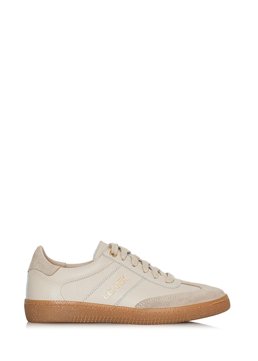 Beige leather women's sneakers BUTYD-1143-81(Z24)