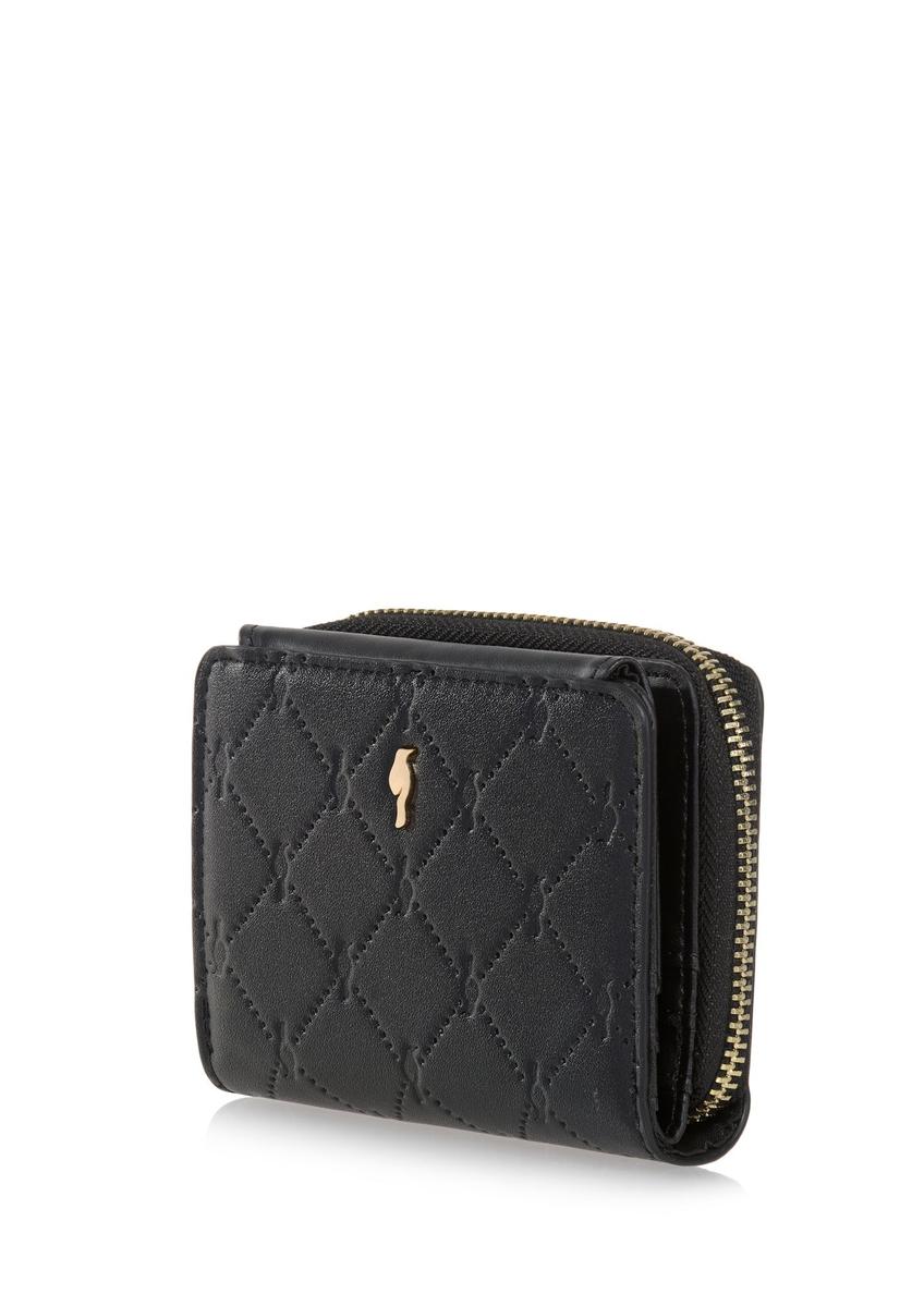Small black women's wallet with monogram POREC-0349A-9P(Z26)
