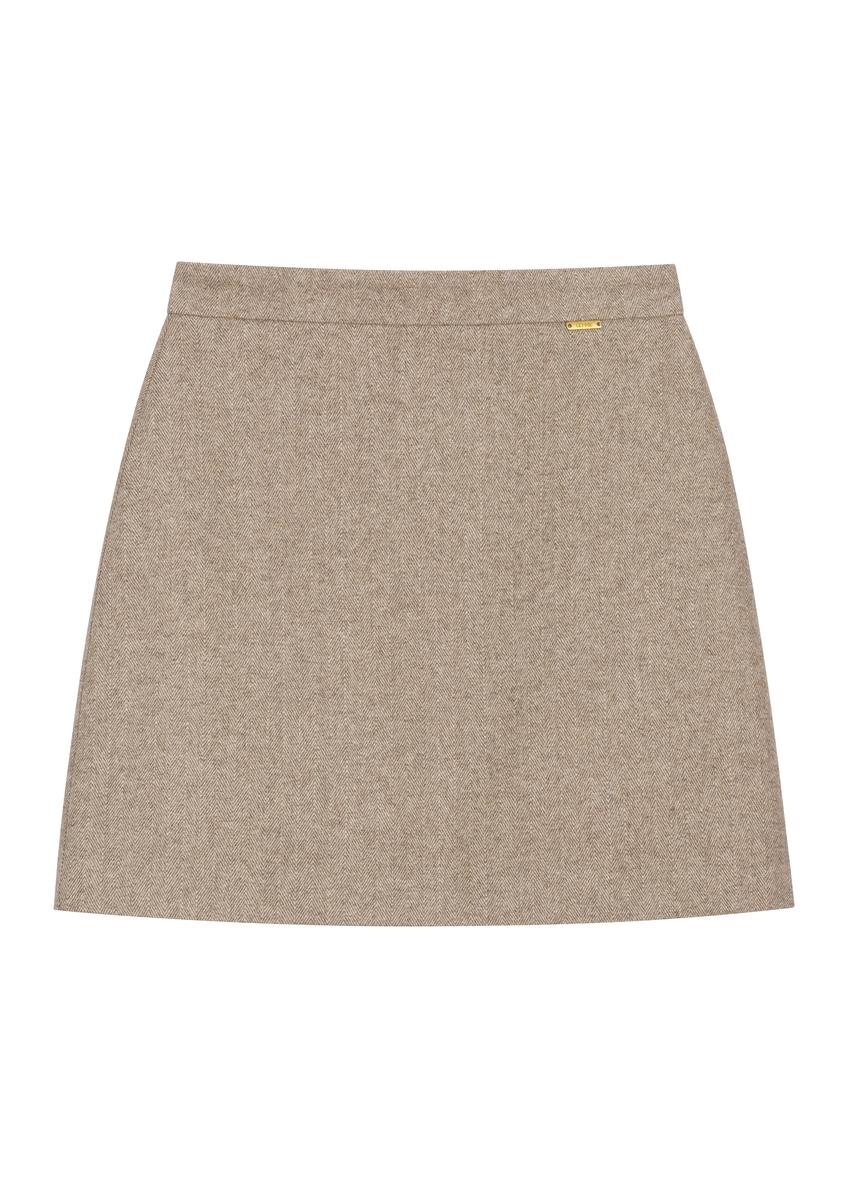 Light beige herringbone short skirt SPCDT-0132-1A(Z26)