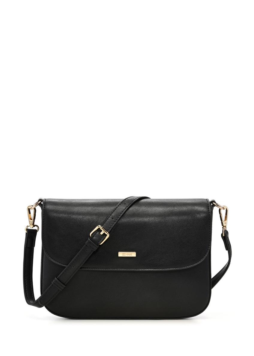 Black women's shoulder bag TOREC-1262-9F(Z26) - front product view, on white background.