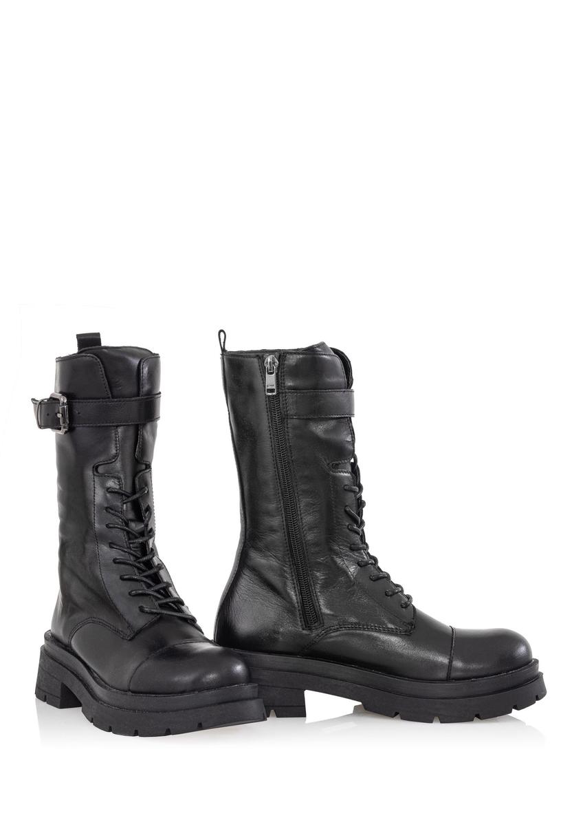 Women's leather ankle boots in combat boot style BUTYD-0939A-99(Z24)