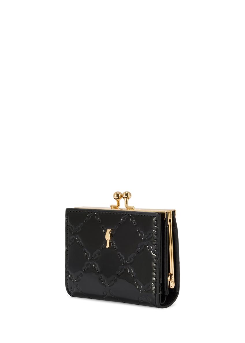 Small black women's wallet with monogram POREC-0422-98(Z25)