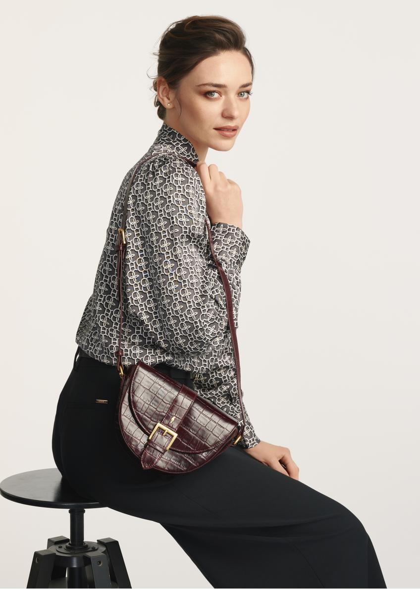 Brown croco leather handbag TORES-0707E-89(Z25)