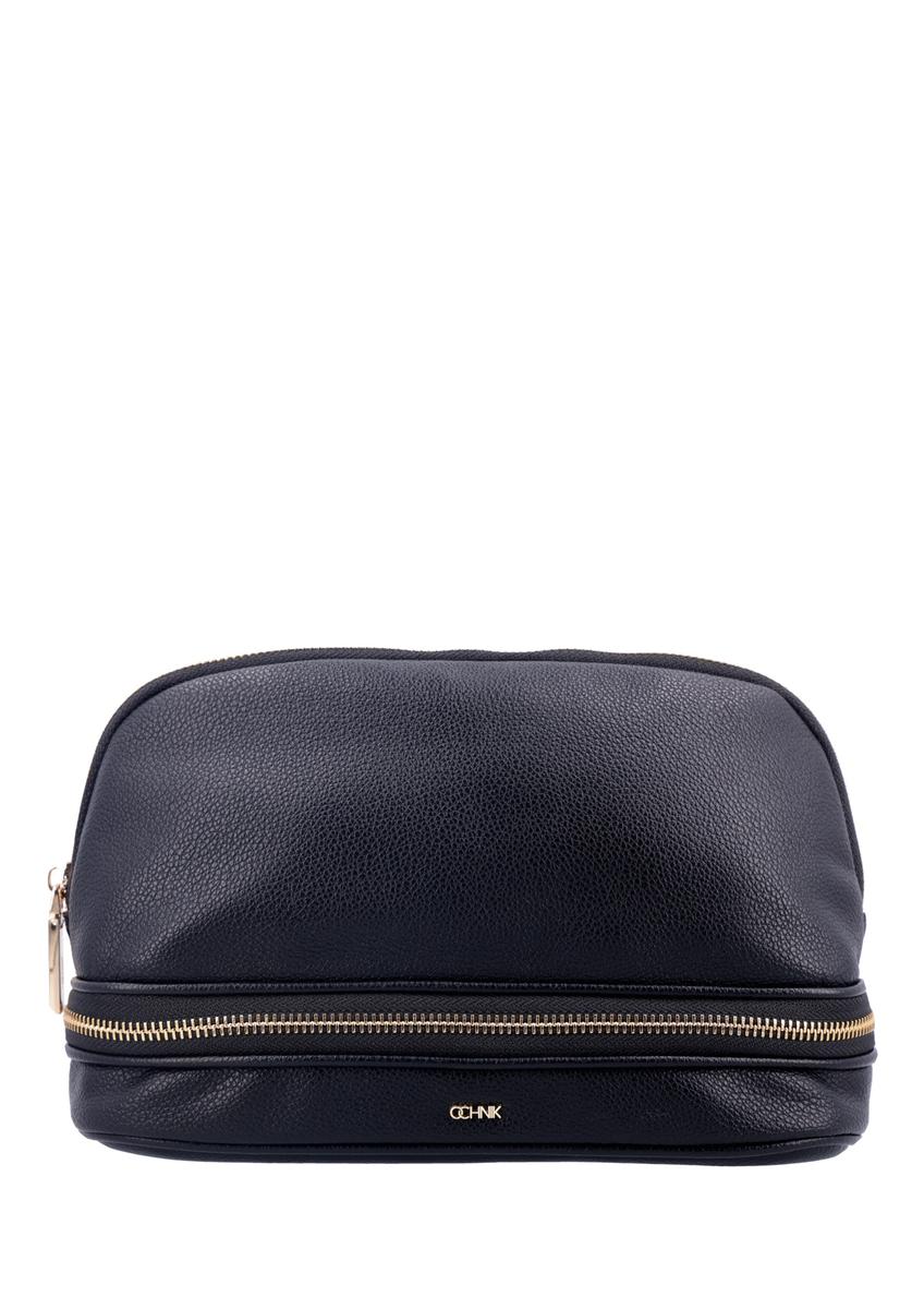 Black women's cosmetic bag TOREC-1348-9I(Z26), front product view on white background.