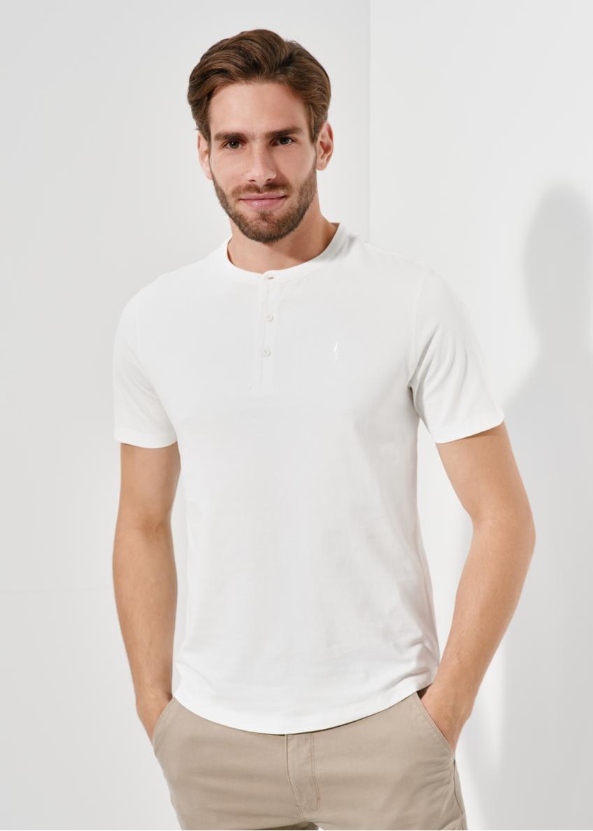 Men's cream henley T-shirt TSHMT-0104-12(W24)