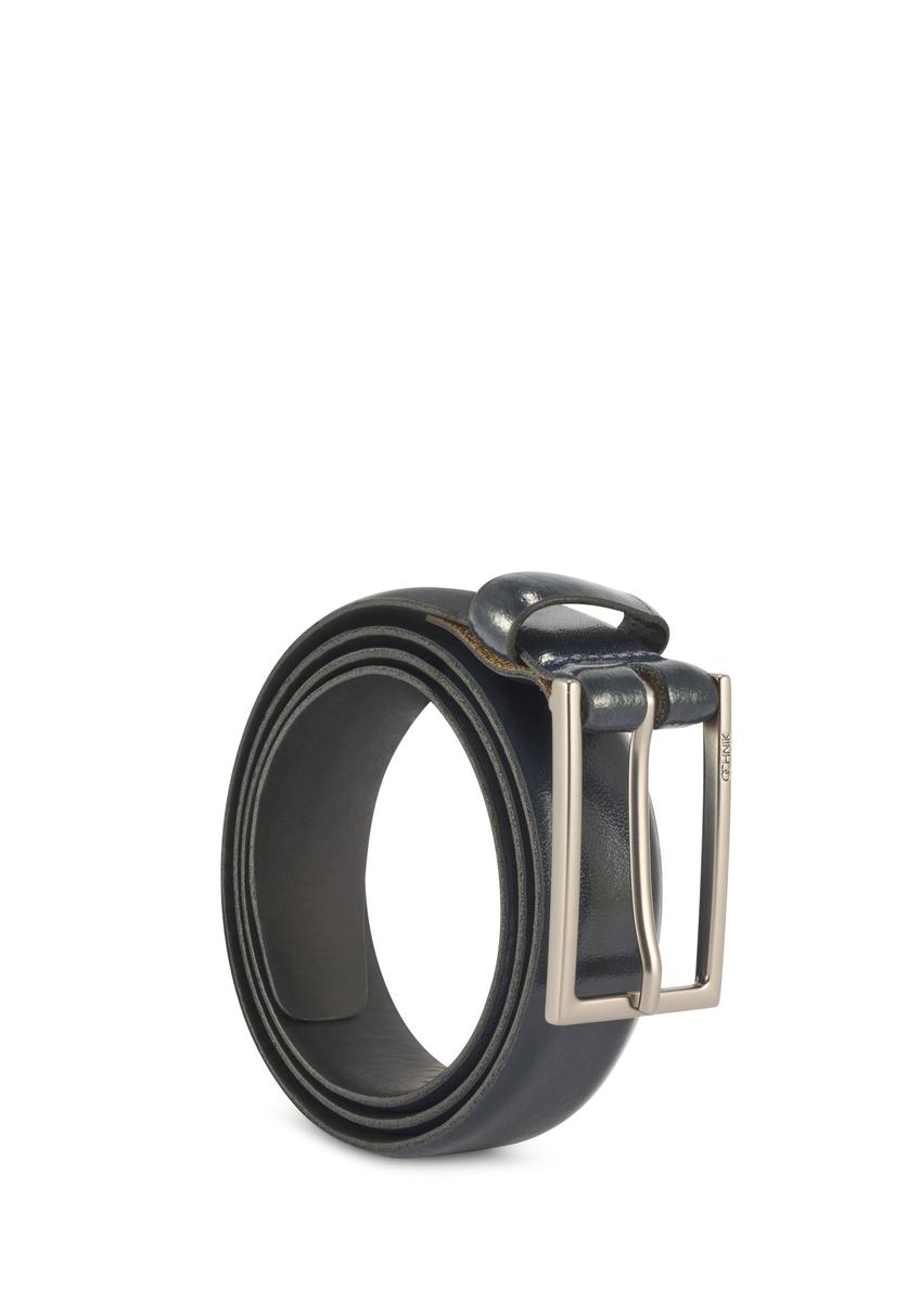 Navy blue men's leather belt PASMS-0256-69(Z25)