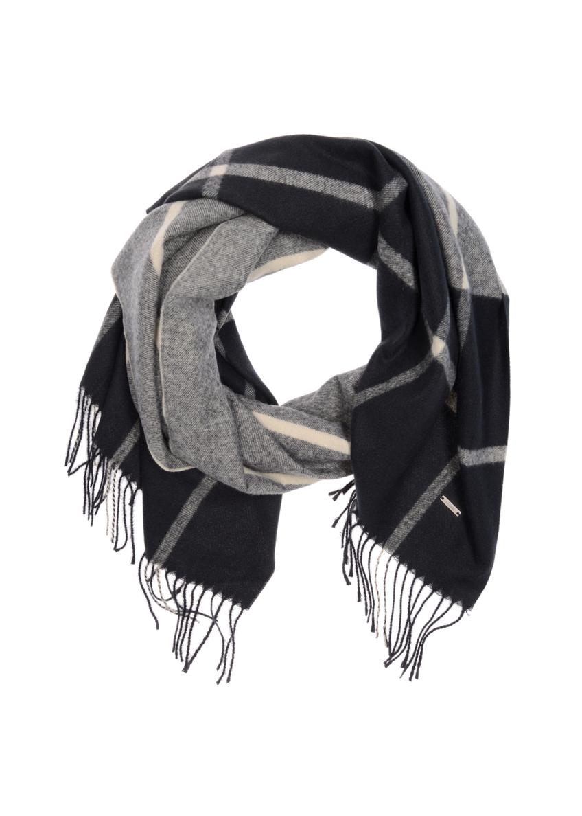 Grey checkered women's scarf SZADT-0100-98(Z23)-04