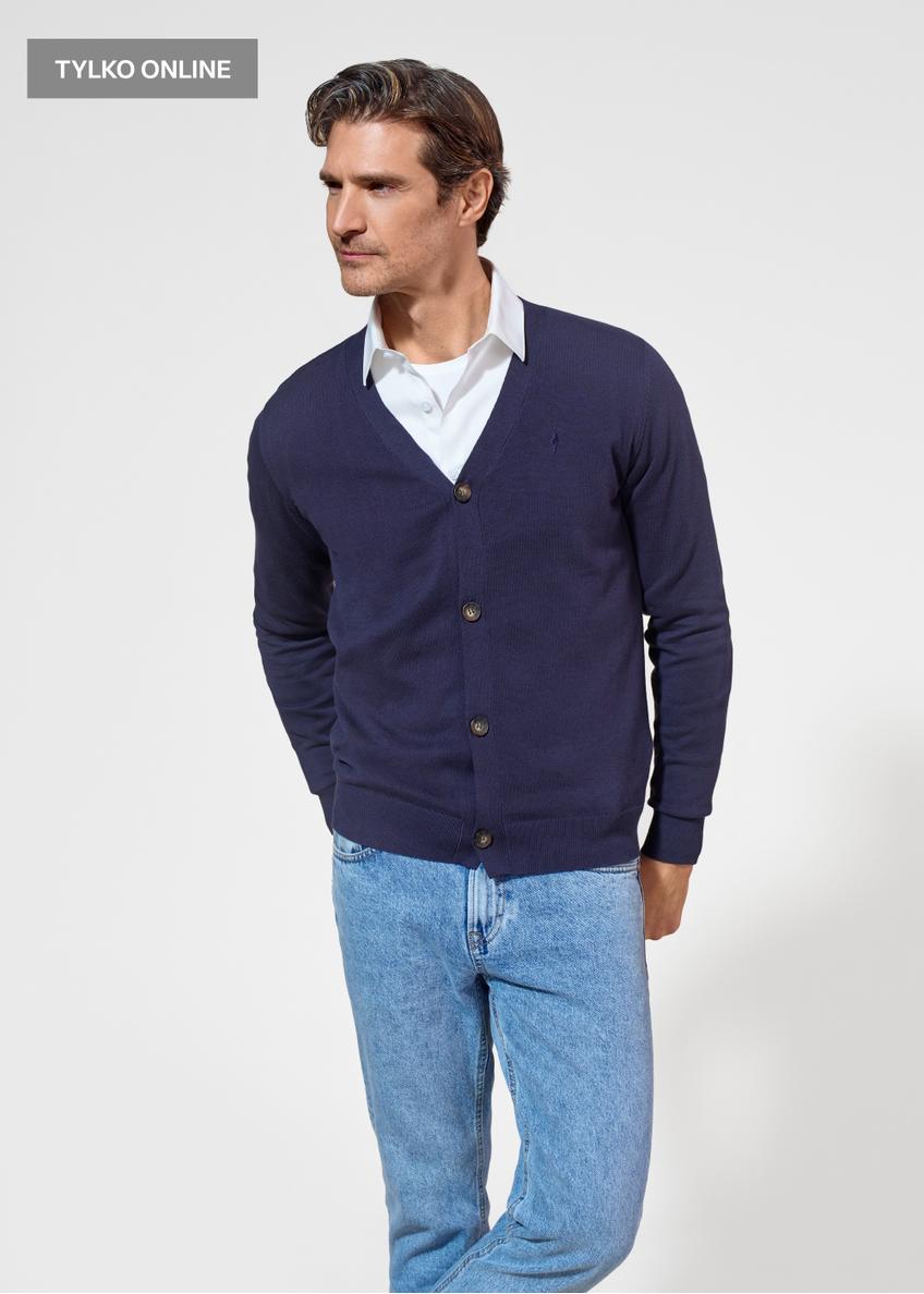 Men's navy blue cotton cardigan KARMT-0003-69(W25)