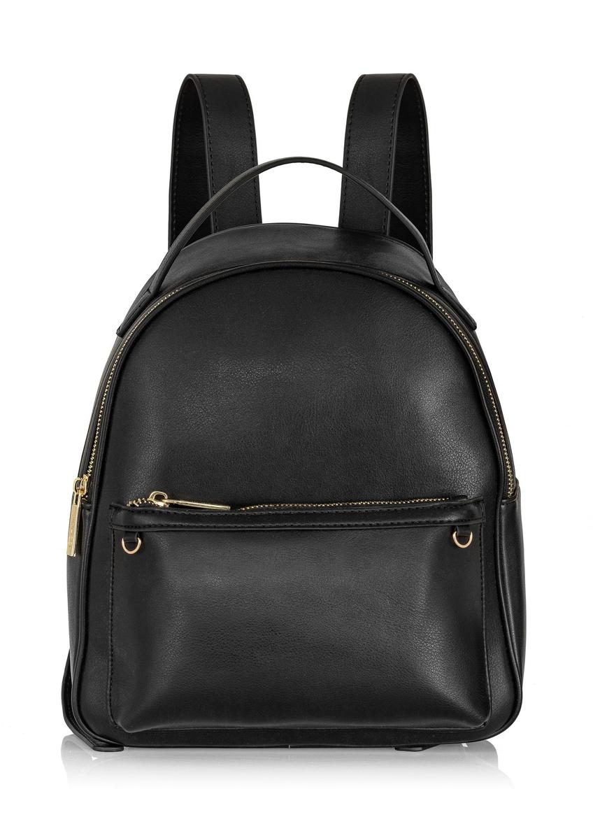 Women's black imitation leather backpack TOREC-0920-99(W24)-01