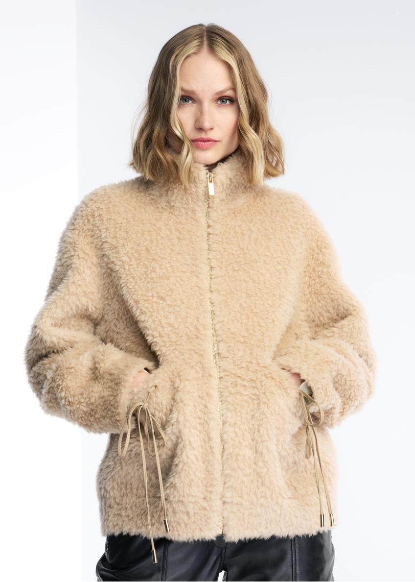 Women's wool fur coat with stand-up collar FUTDW-0017-81(Z22)