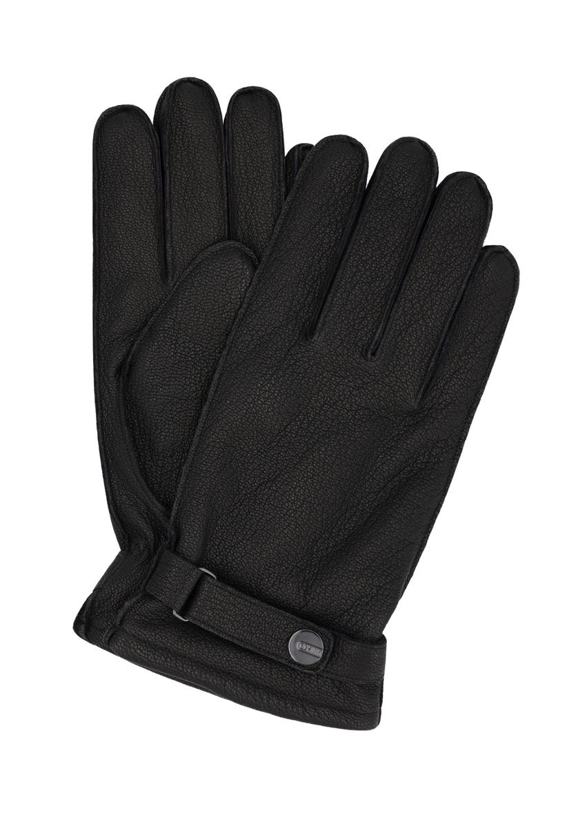 Men's leather gloves with wool lining REKMS-0092-9I(Z26), front product view on white background.