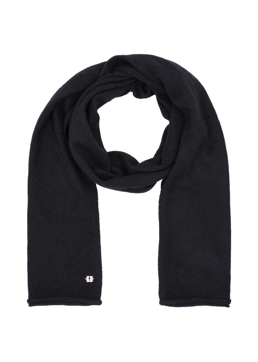 Women's cashmere black scarf SZADT-0093-99(Z25), front product view on white background.