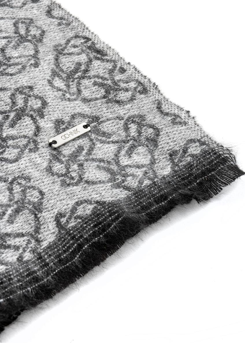 Gray women's scarf with monogram SZADT-0130A-9J(Z26)