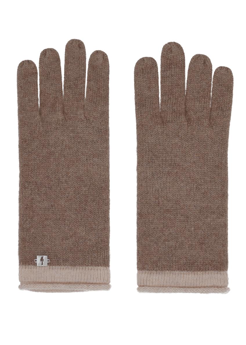 Beige cashmere women's gloves REKDT-0020-1K(Z26)