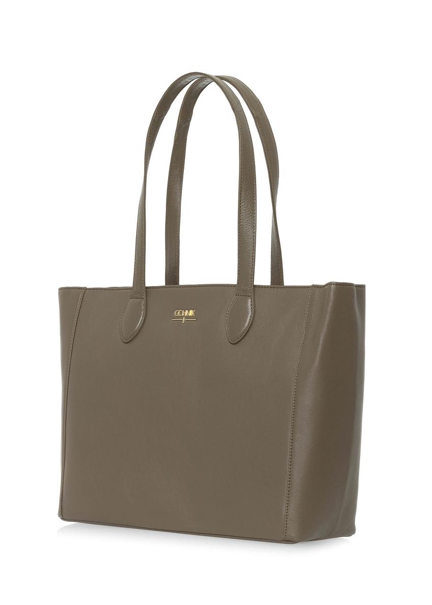 Large beige leather shopper bag TORES-0971-80(Z24)