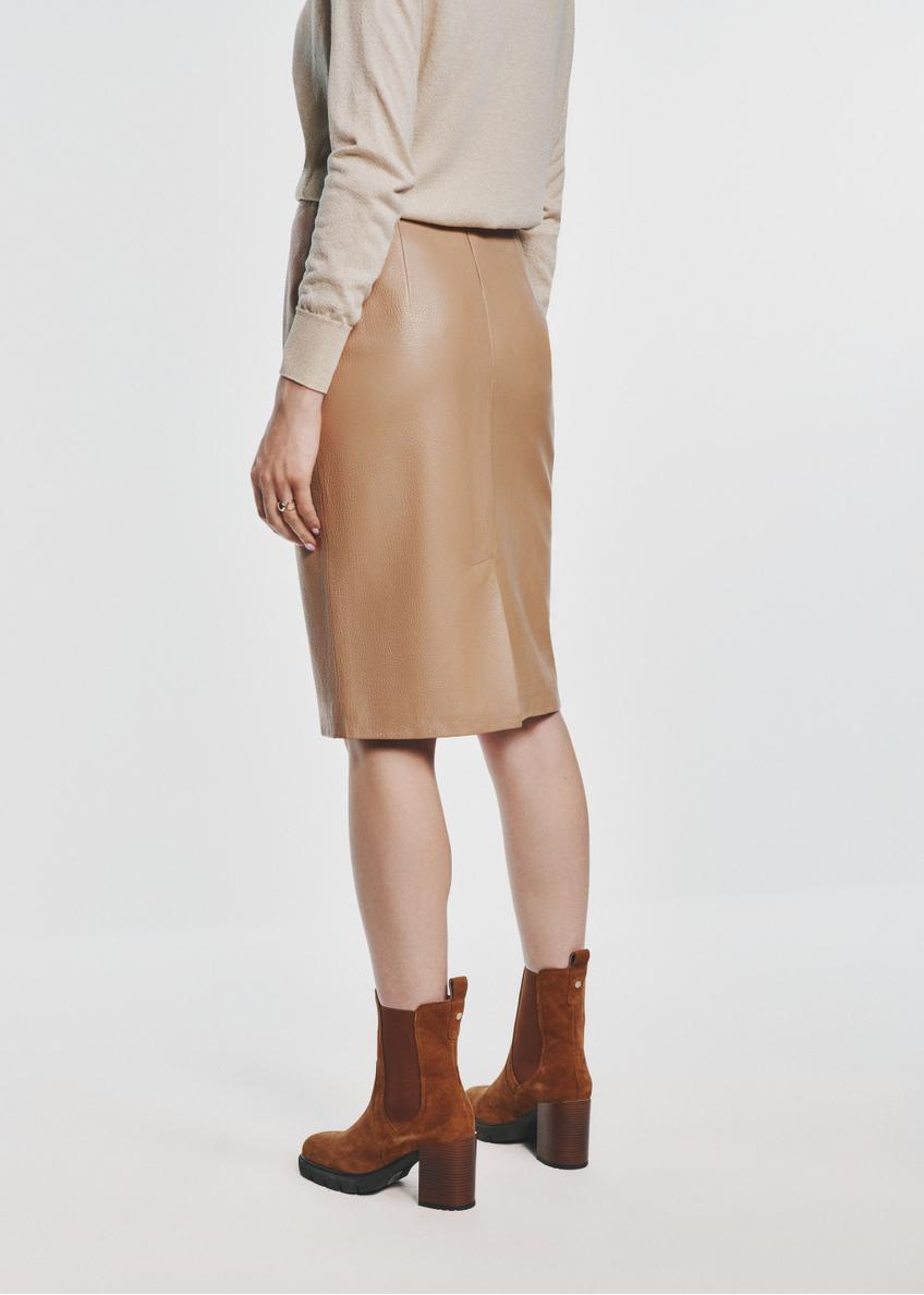 Leather skirt in dark beige SPCDS-0031-1670(Z24)