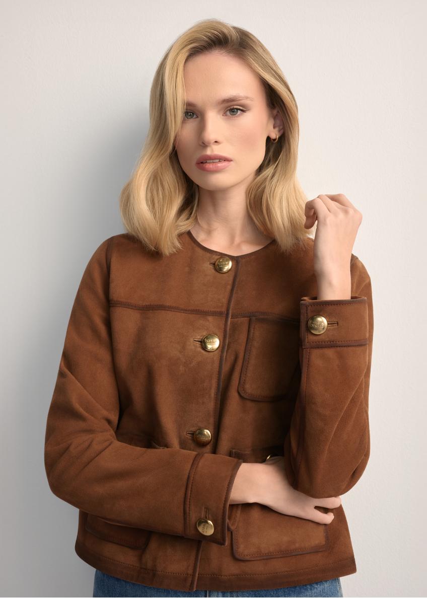 Women's suede jacket in cognac color KURDS-0584-1F(W26)