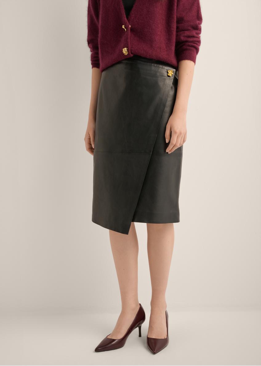 Black leather skirt with decoration SPCDS-0085-99(Z26)