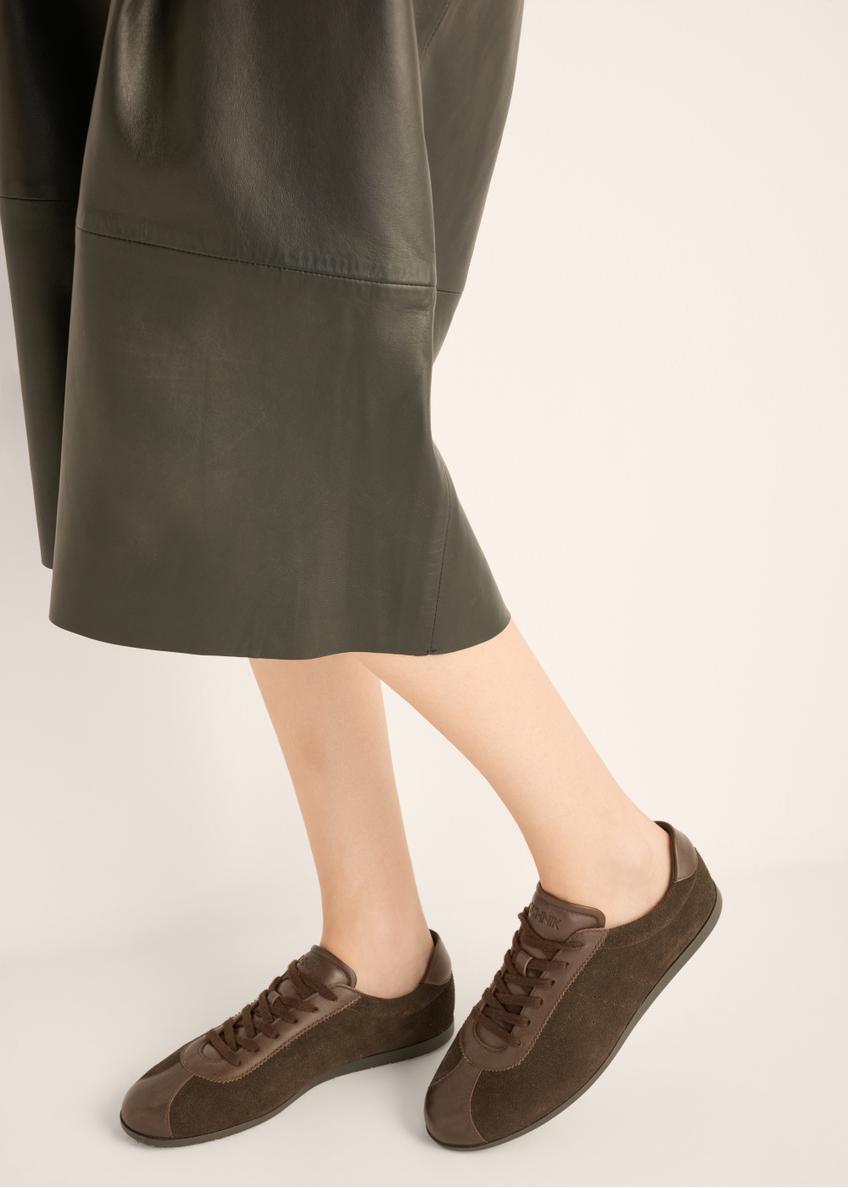 Dark brown leather women's sneakers BUTYD-1293-1I(Z26)