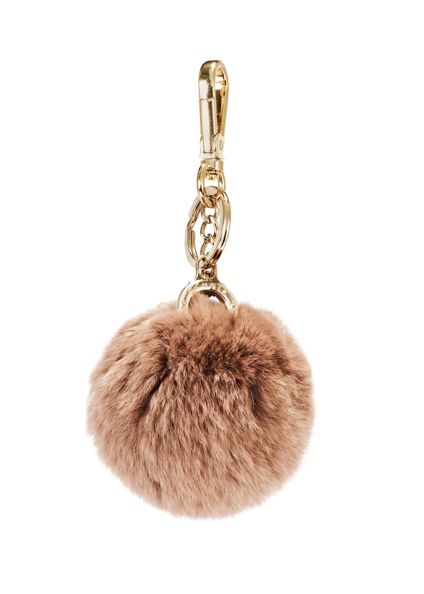 Brown pompom keychain BRELOK-117A-89(Z25), front product view on white background.