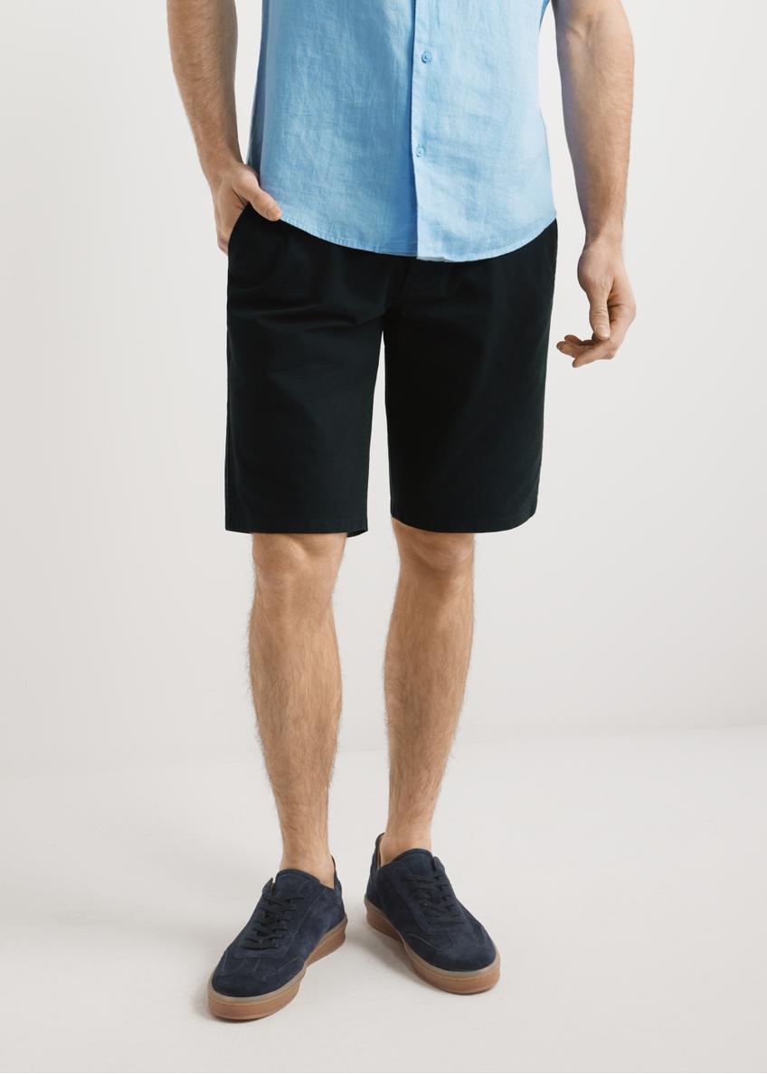 Navy blue suede sports shoes BUTYM-0543-7D(W26), front view of the product on the model's feet.