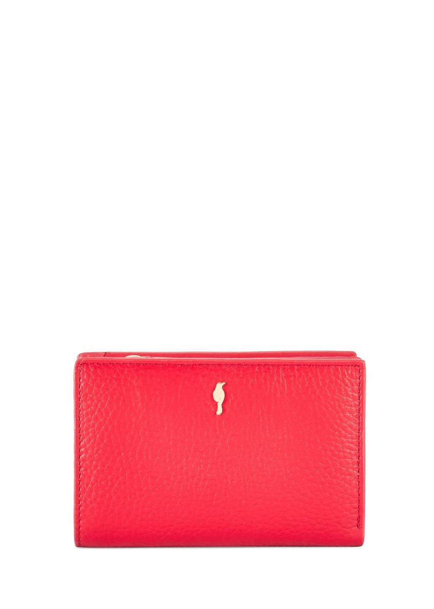 Red medium leather wallet with RFID protection PORES-0806RFID-42(Z25) - front product view on white background.