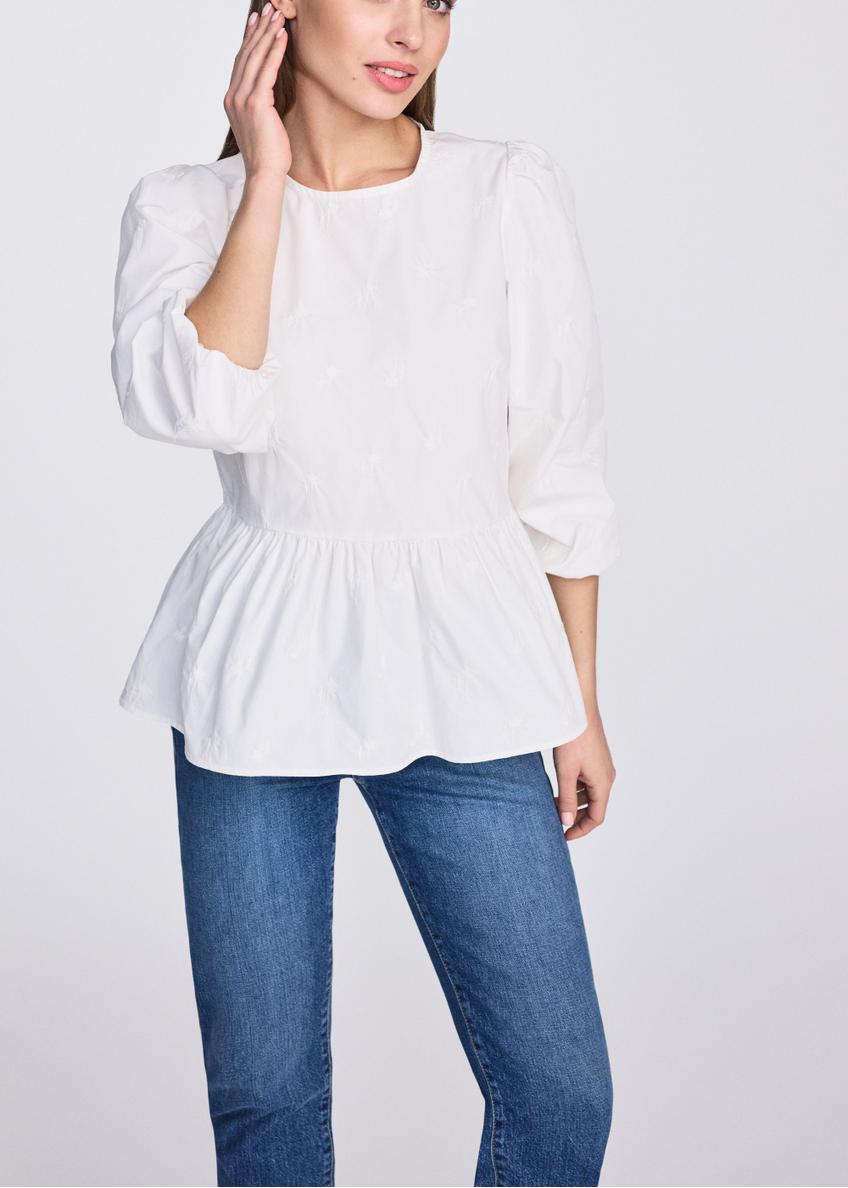 White peplum blouse with embroidery BLUDT-0188-12(W25)