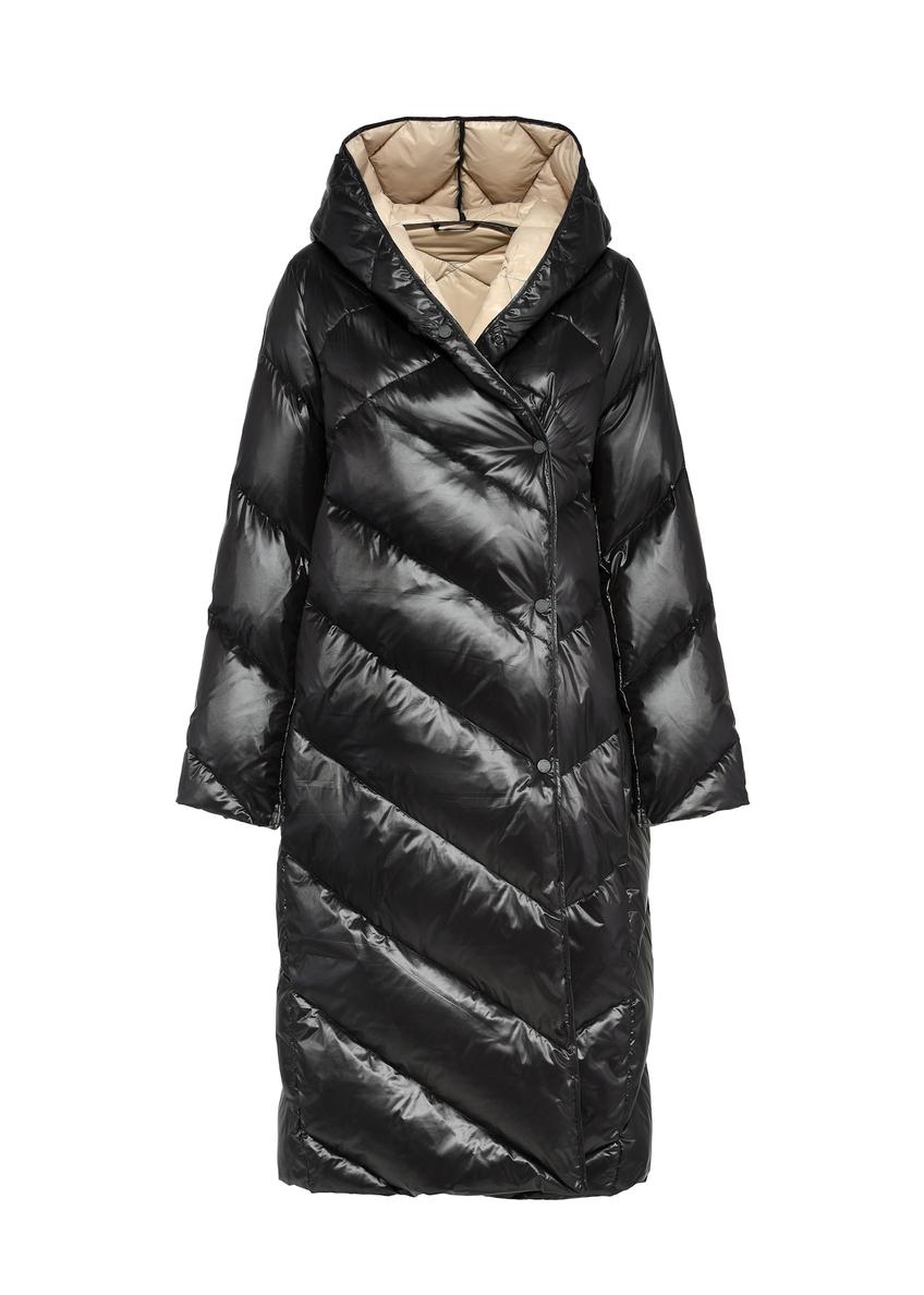 Long black women's winter jacket KURDT-0542A-98(Z25)