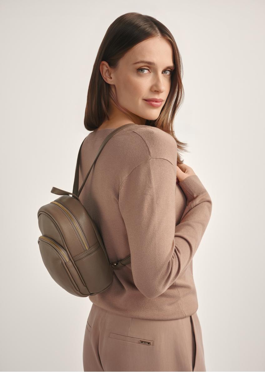 Dark beige leather women's backpack TORES-1089A-1K(W26)