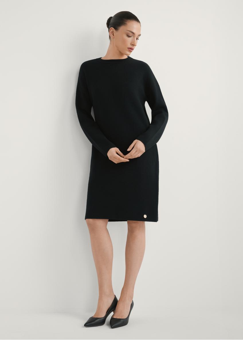 Black women's dress SUKDT-0260-99(W26), product view from the front, the model's entire silhouette is visible.