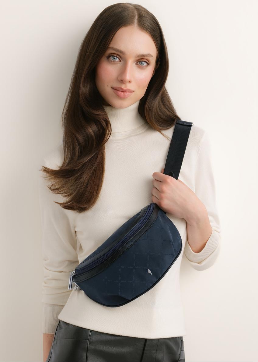 Navy blue women's waist bag with monogram TOREN-0356-7E(Z26)
