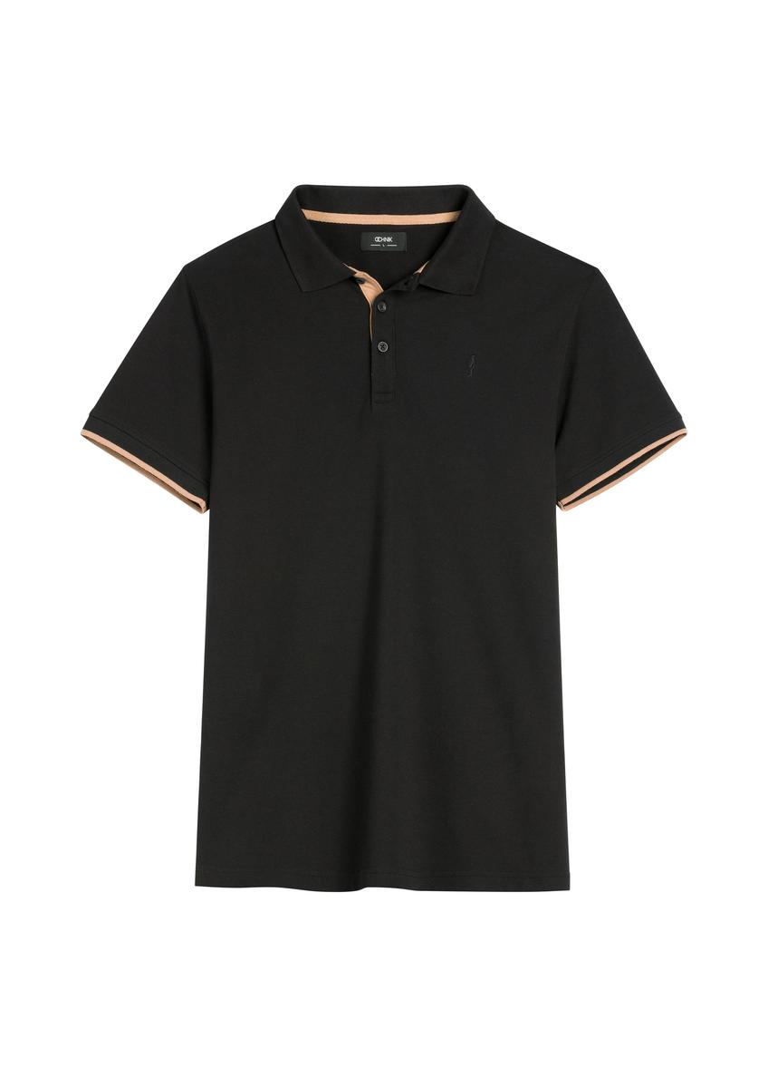 Black men's cotton polo shirt POLMT-0045B-99(W26)