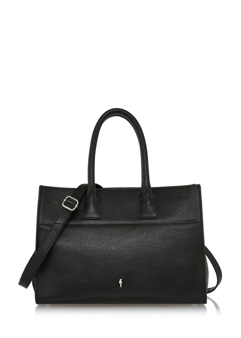 Women's black leather shopper bag TORES-1069-99(Z24)-01