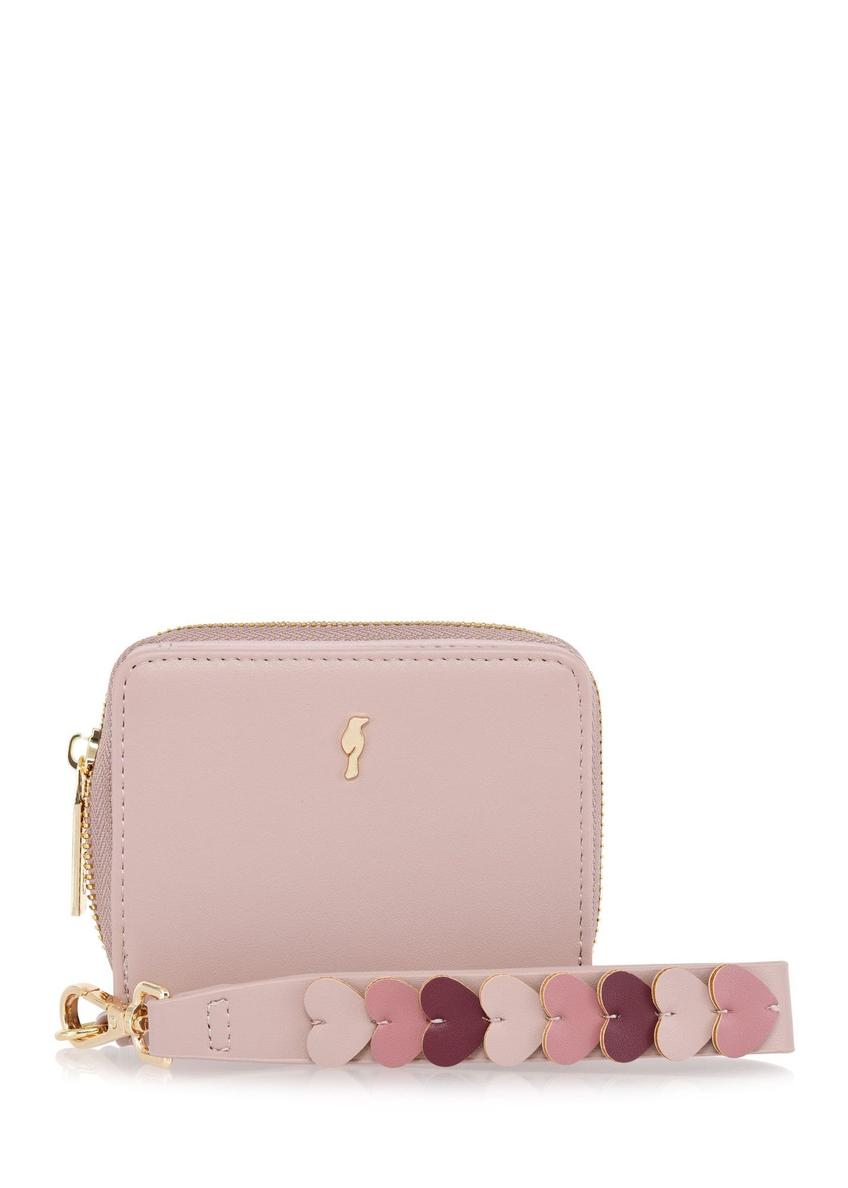 Small pink women's wallet with handle POREC-0395A-31(Z25), front product view on white background.