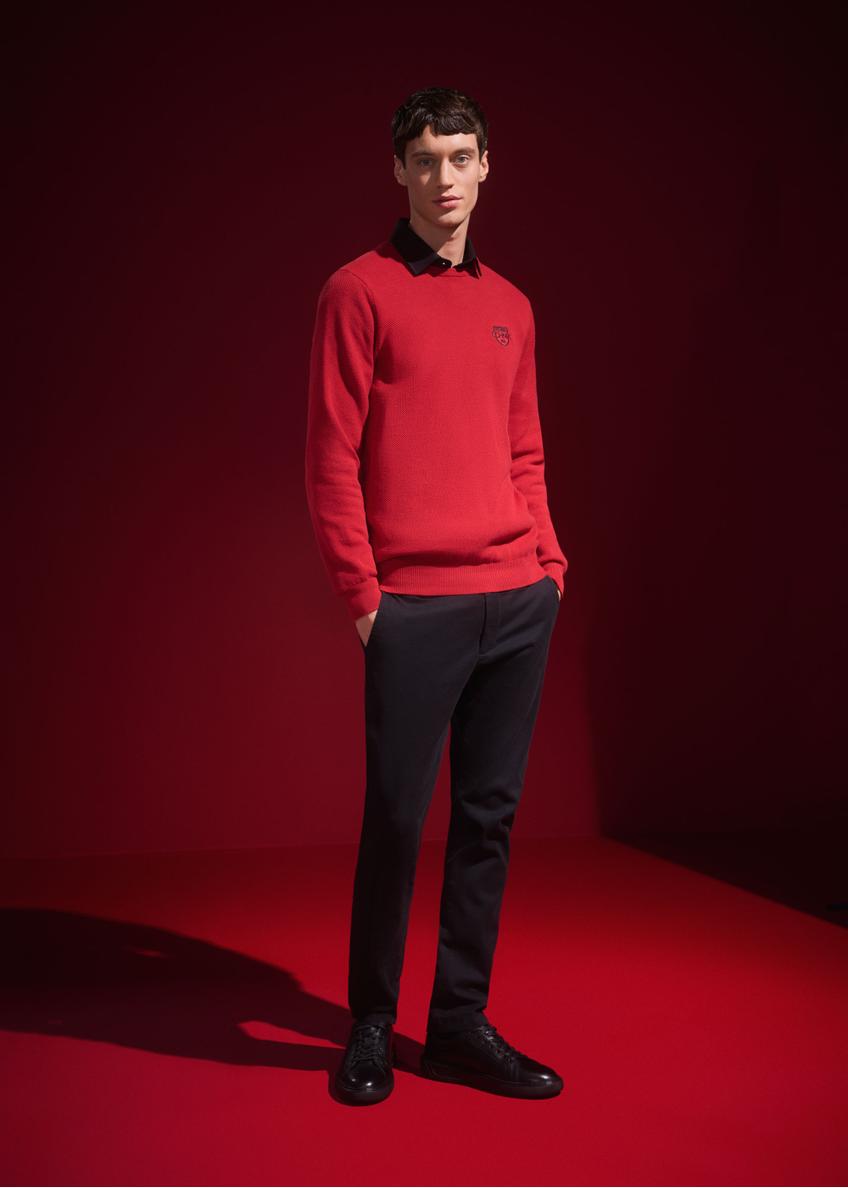 Red cotton men's sweater SWEMT-0160-42(Z24)