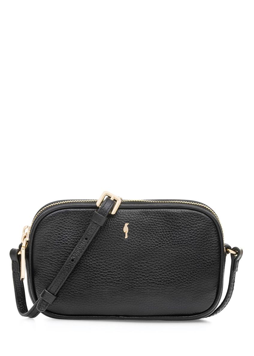 Small black leather women's handbag TORES-1152-9I(Z26), product view from the front on a white background.